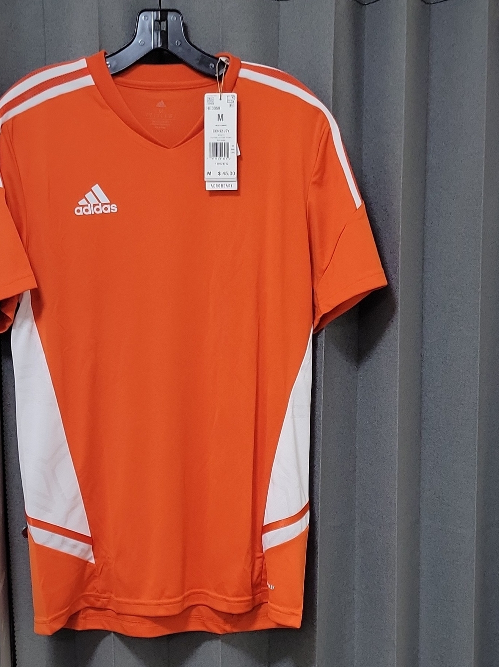 adidas Men’s Orange and White Short-Sleeve Soccer Jersey